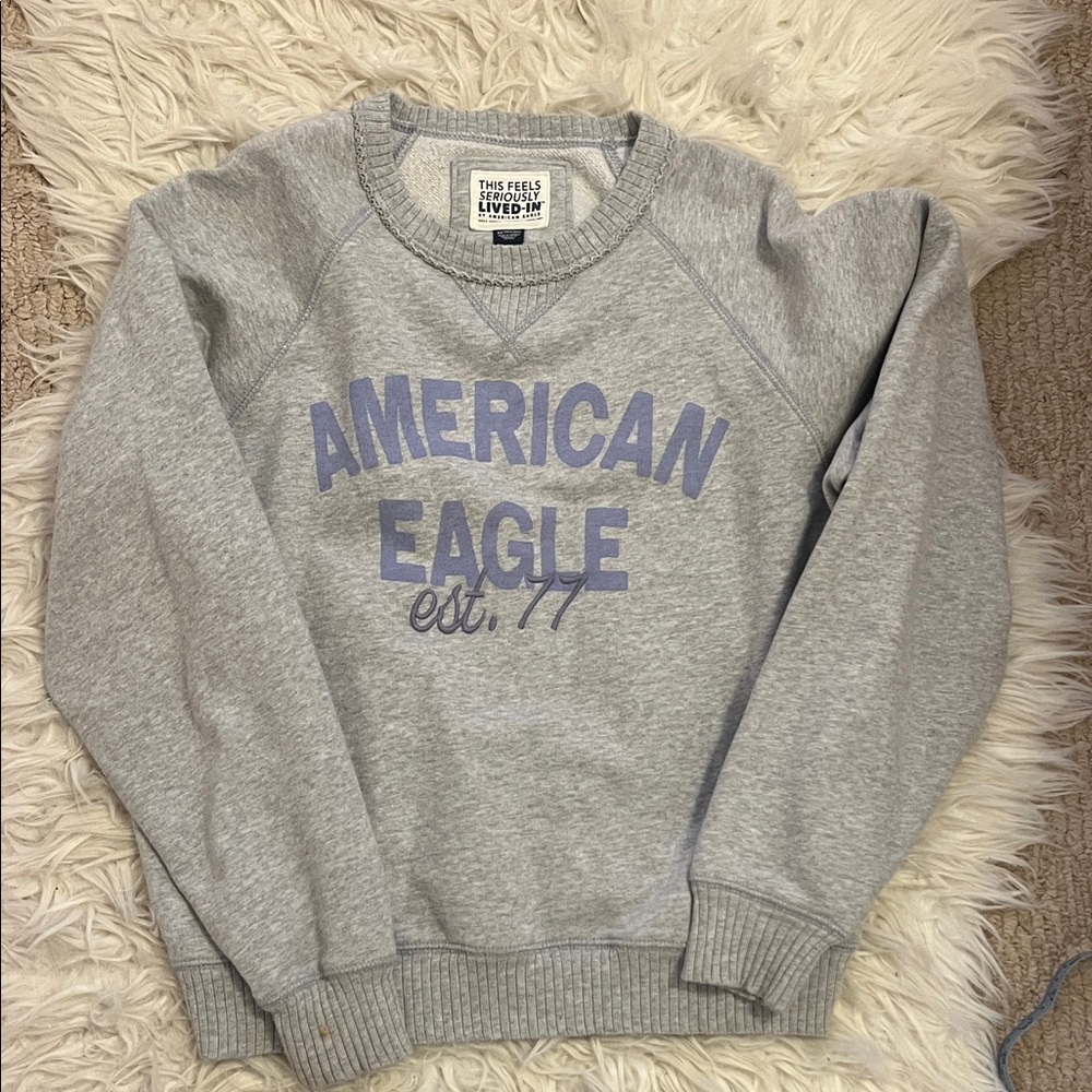 American Eagle Outfitters Light Gray Crewneck Sweater